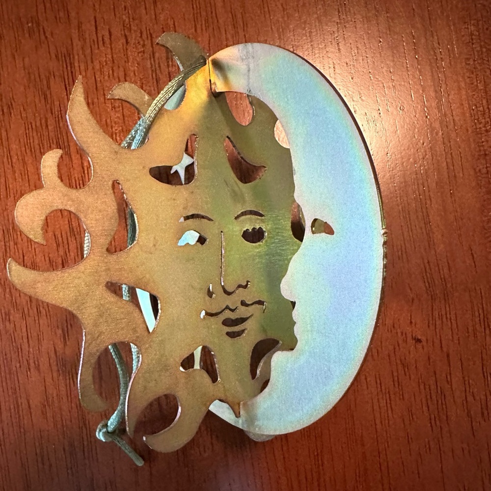 Metal 3D Sun, Moon, Stars hanging Ornament